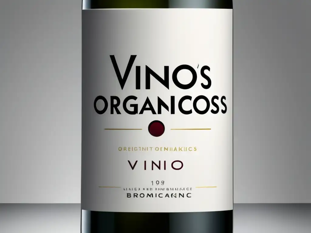 Botella de vino orgánico: diseño minimalista, beneficios para la salud y etiqueta elegante con 