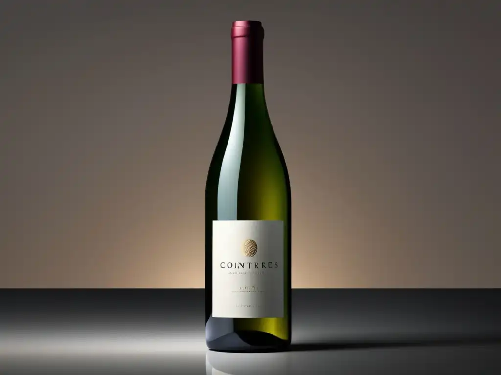 Una botella de vino minimalista que refleja elegancia y modernidad, con un diseño sofisticado y una etiqueta sencilla