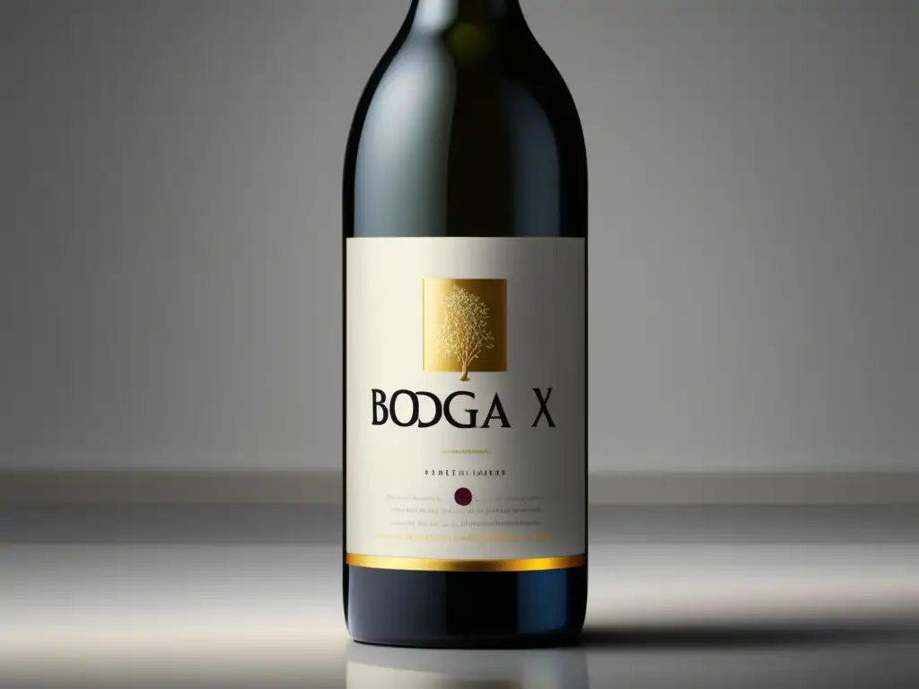 Botella de vino minimalista y elegante con prácticas ecoamigables en el marketing vinícola