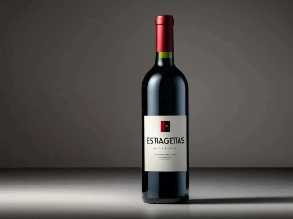 Botella de vino minimalista con etiqueta elegante, representando estrategias de marketing de vinos