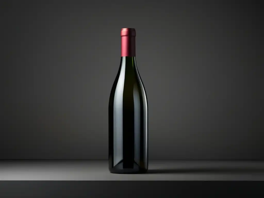 Botella de vino minimalista en 8k, simétrica y sin etiquetas