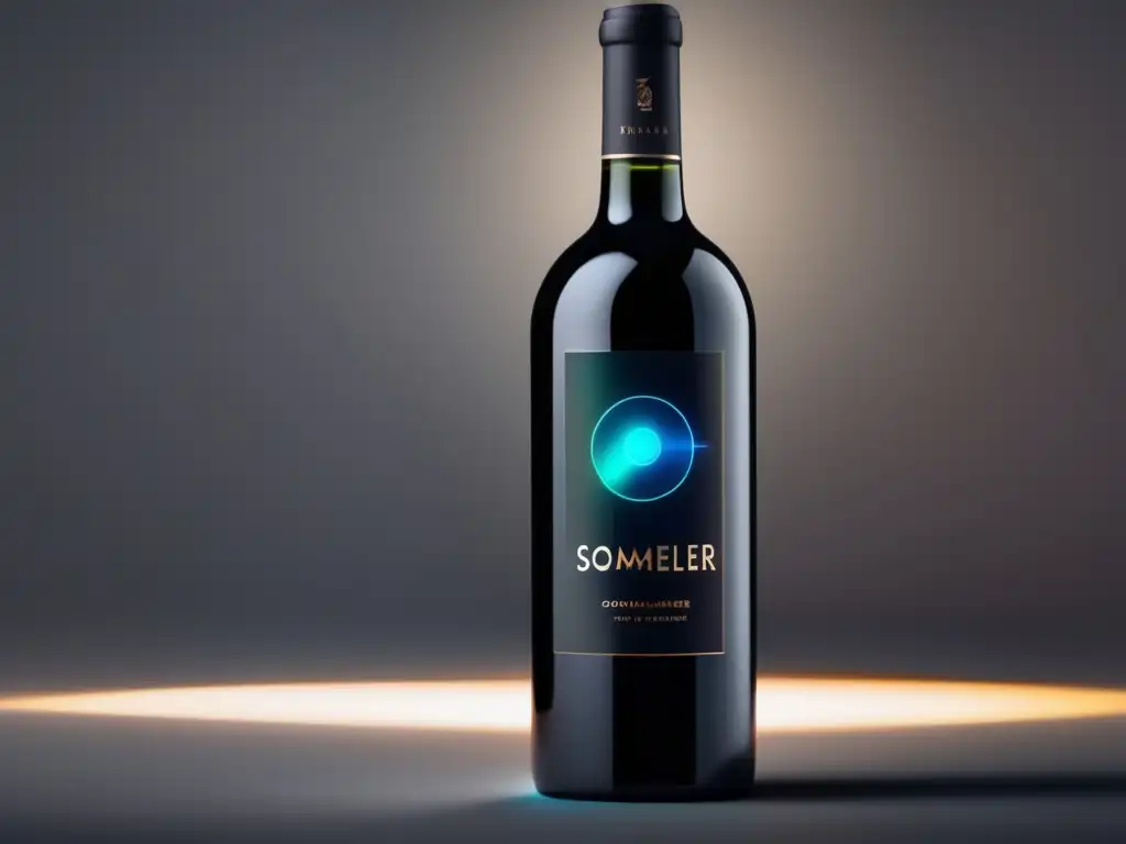 Botella de vino negra con IA para amantes del vino