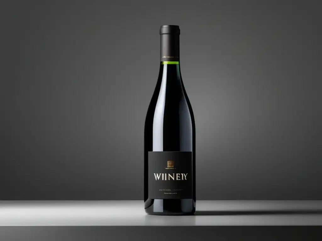 Botella de vino negro con acabado brillante en fondo blanco - Productos de merchandising para vinos