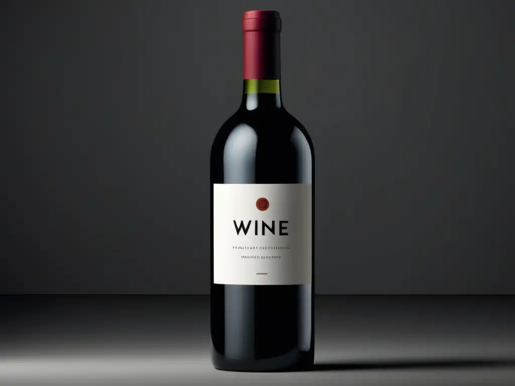 Botella de vino negro elegante con etiqueta minimalista - Estrategia de marketing de vinos en línea