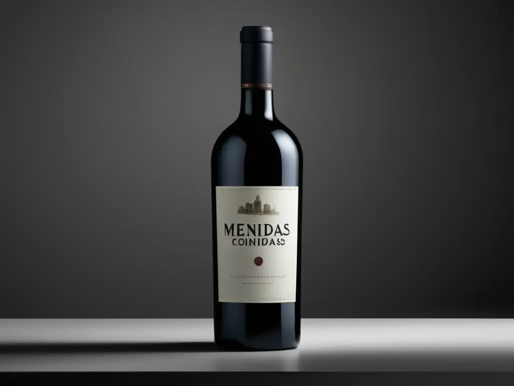 Botella de vino negro con etiqueta de 