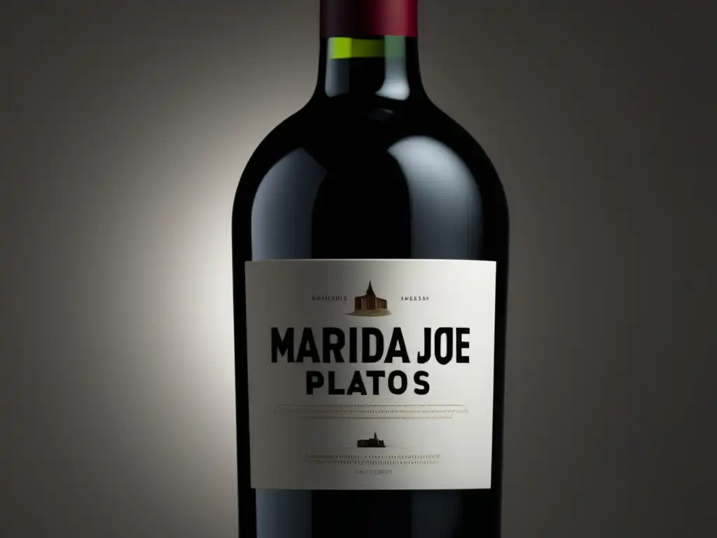 Botella de vino negro con etiqueta 