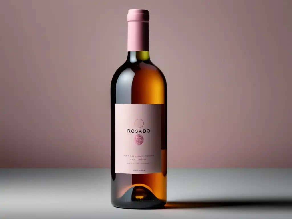 Botella de vino rosado minimalista con etiqueta elegante