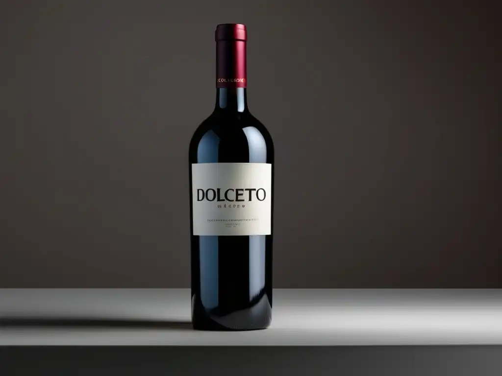 Botella de vino Dolcetto: uva dulce favorita de Piamonte