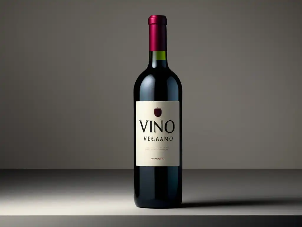 Botella de vino vegano minimalista, sulfitos en vinos veganos