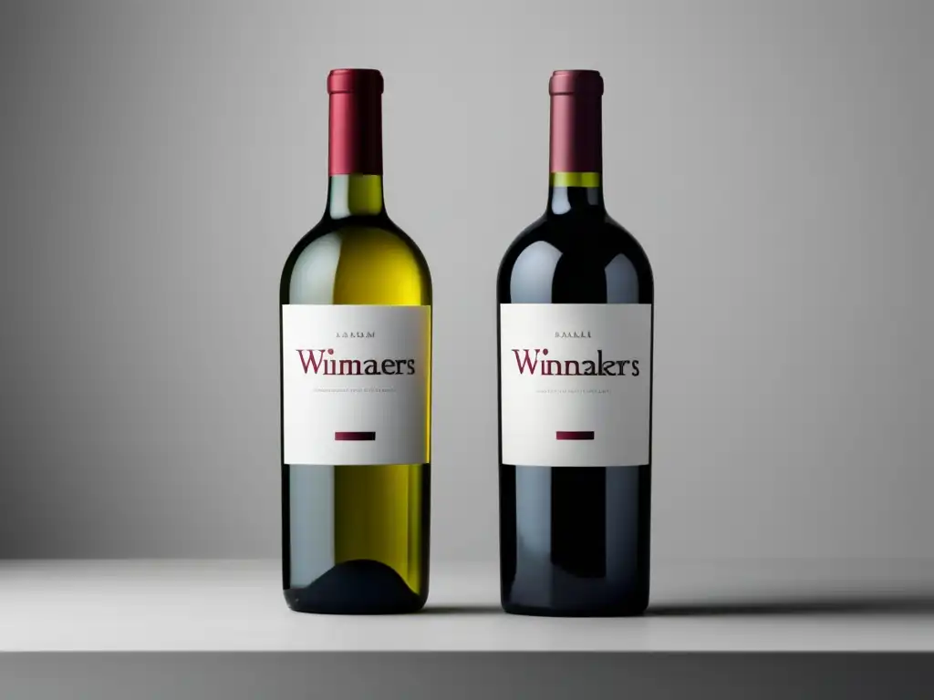 Tres botellas de vino elegantes, minimalistas, con etiquetas sofisticadas que destacan a enólogas destacadas en la industria vinícola