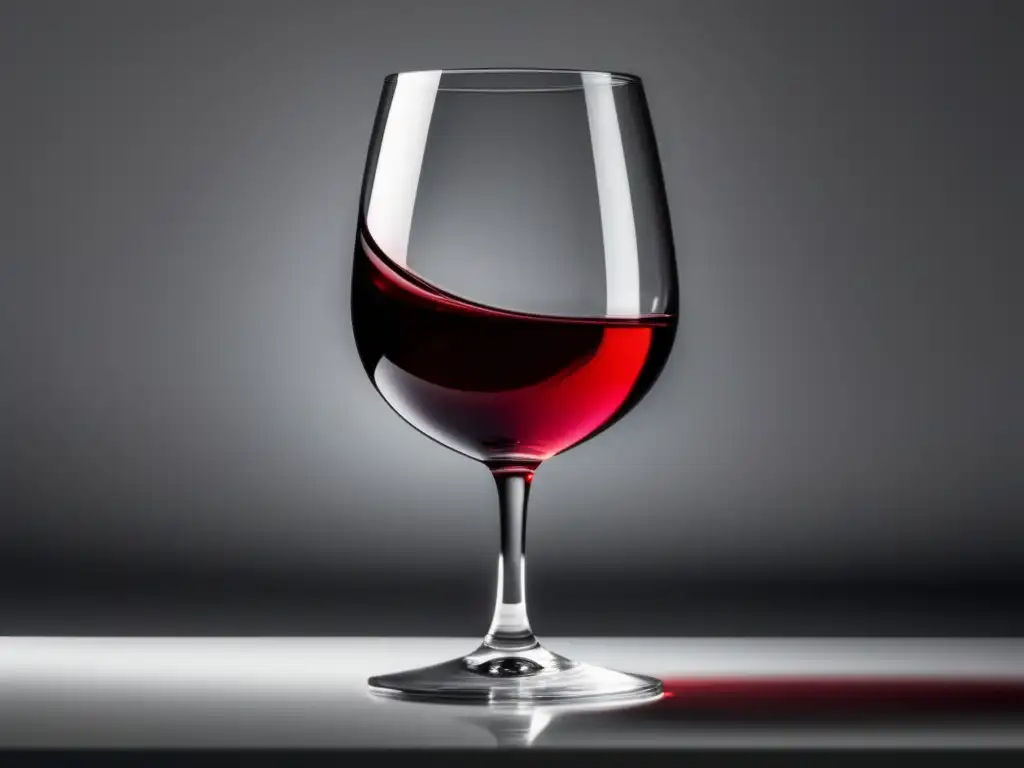 Cambios en el sabor del vino: copa minimalista con vino rojo vibrante