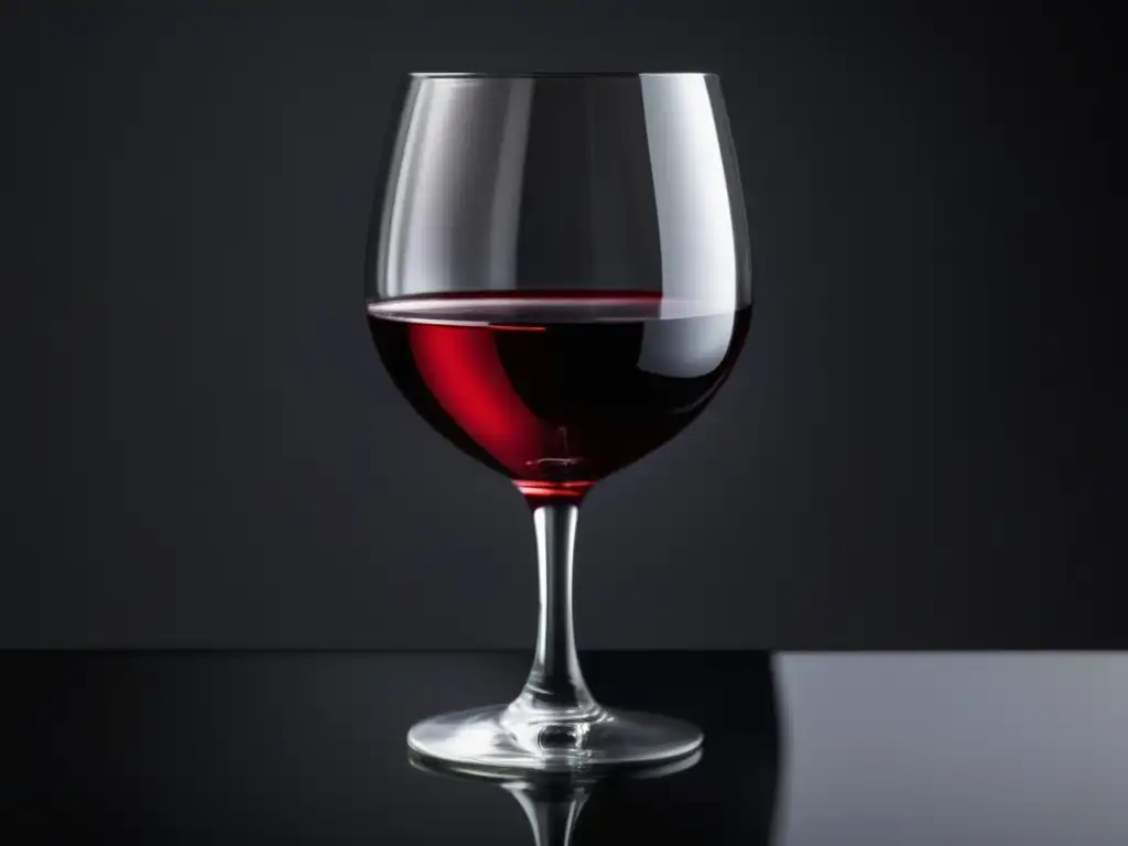 Cata de vino en el cine: vaso de vino tinto elegante y minimalista sobre superficie negra