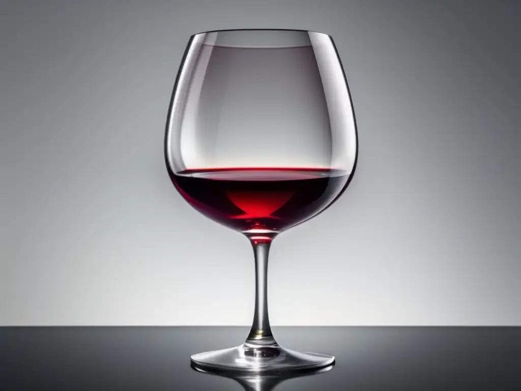 Cata virtual para mercados jóvenes: Imagen 8k de una elegante copa de vino minimalista, transparente y brillante en fondo blanco