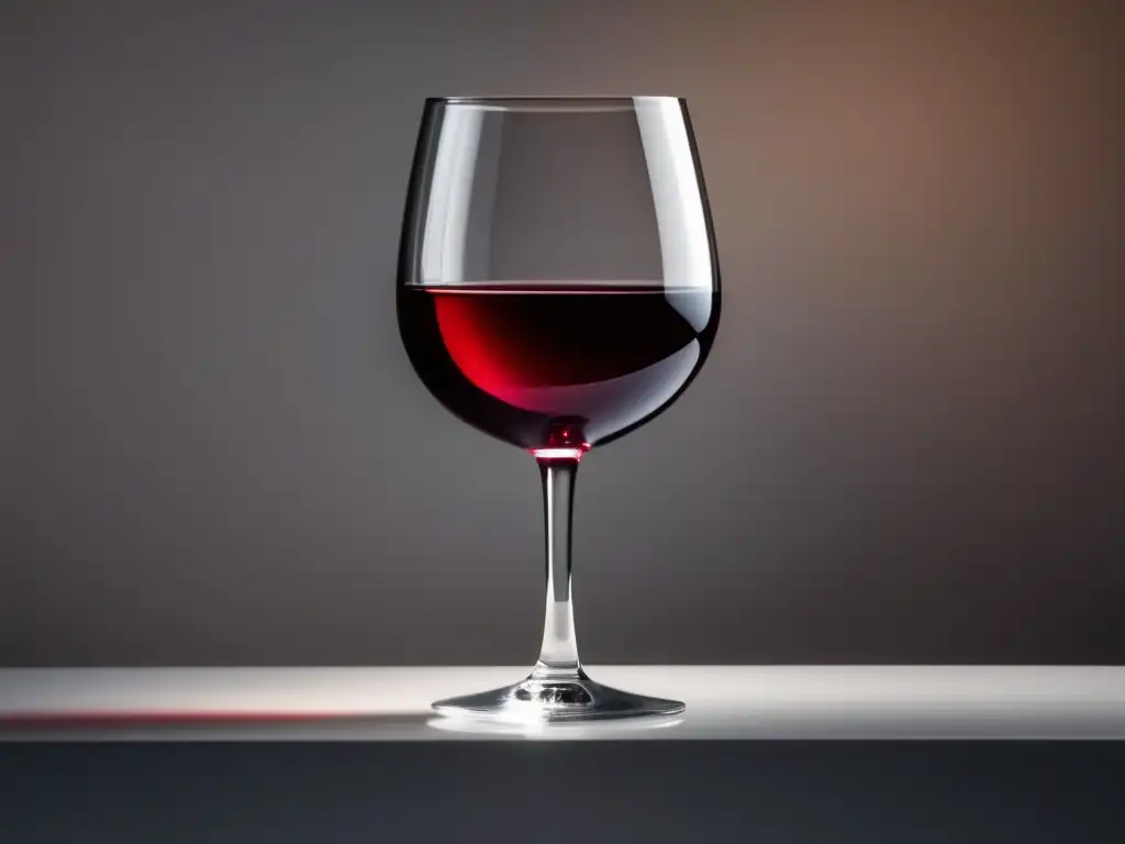 Cata virtual para mercados jóvenes - Copa de vino elegante y minimalista con un rico vino tinto que resalta su color vibrante y juego de luces