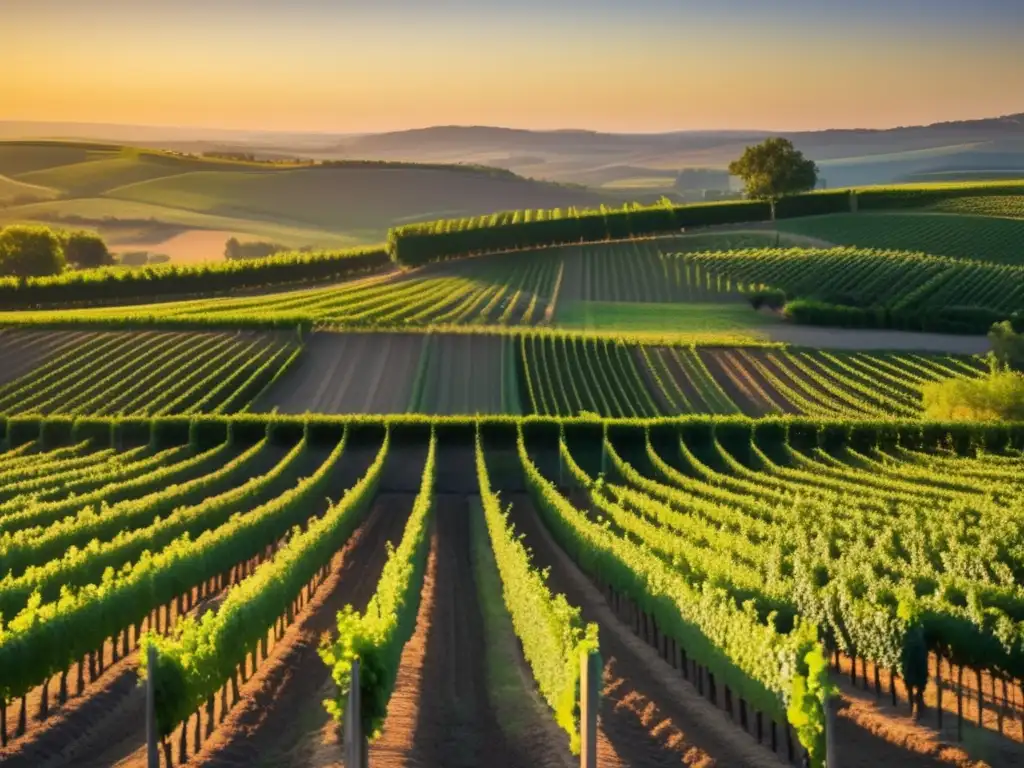 Fotografía de cepas de vino al atardecer