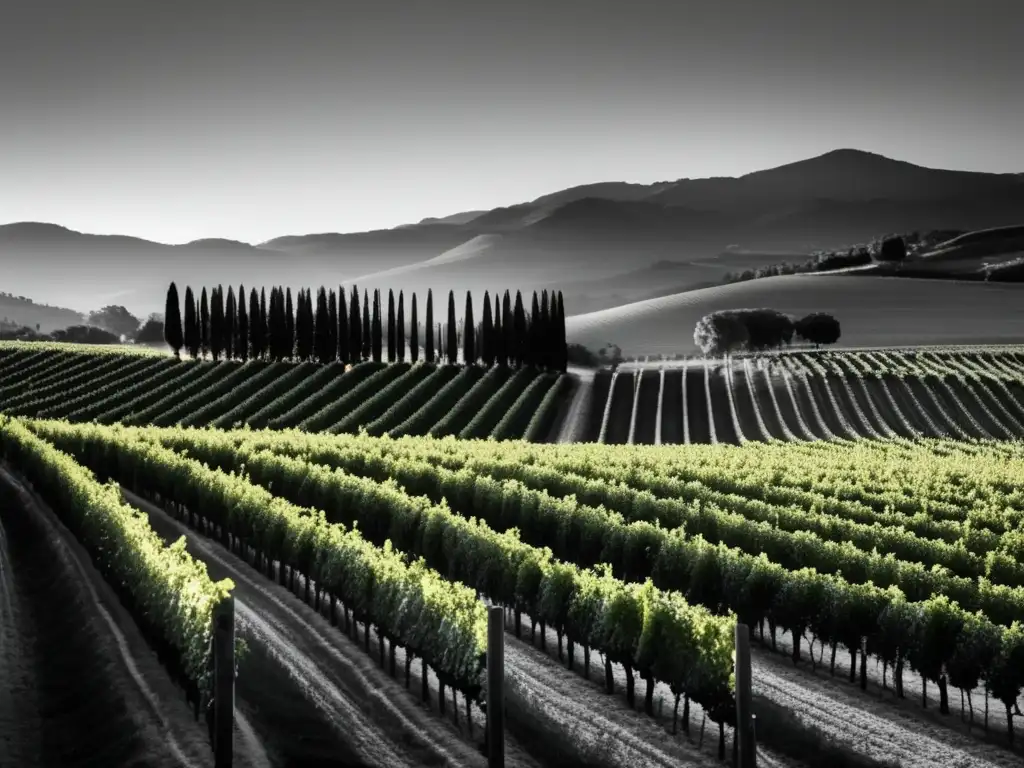 Fotografía de cepas de vino al atardecer