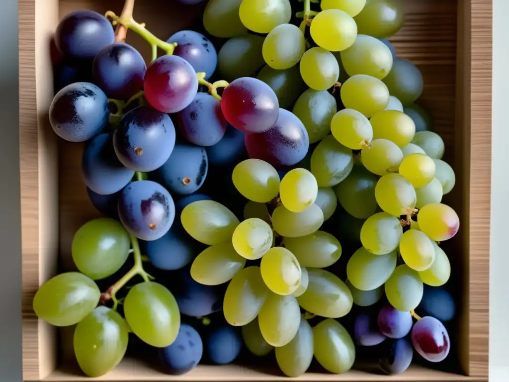 Fotografía de cepas de vino con detalles ultradetallados, colores vibrantes y composición minimalista