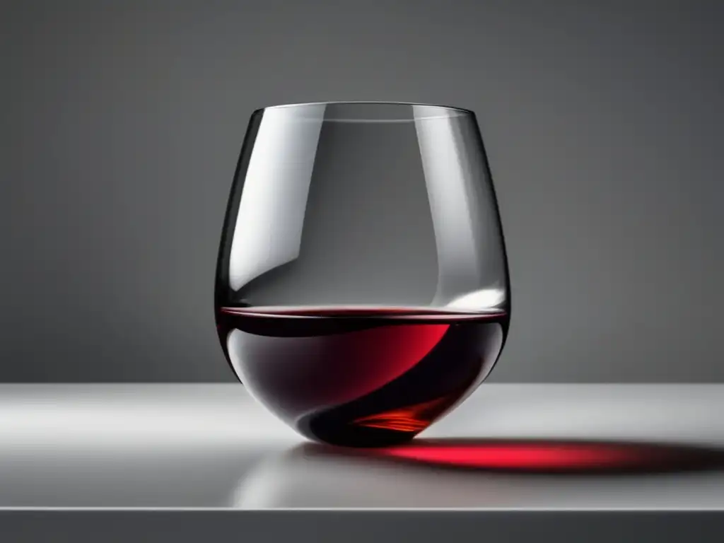 Fotografía de cepas de vino en elegante vaso minimalista y transparente, con vibrante color rojo