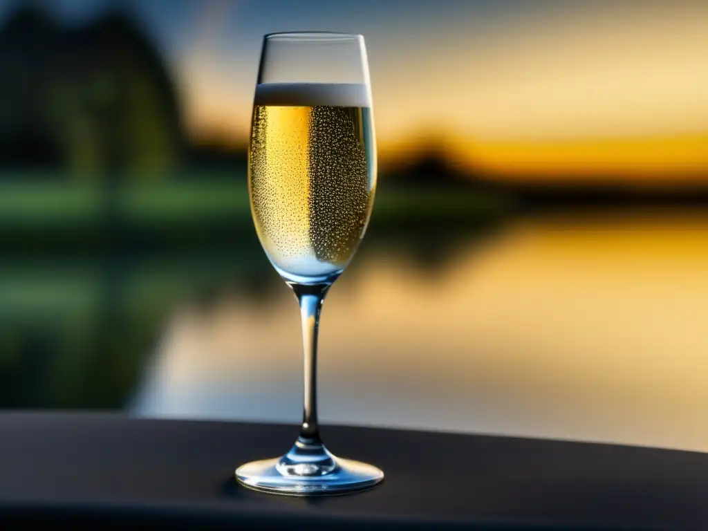 Copa de champán dorado brillante Champagne para alta cocina, elegante copa de cristal con burbujeante champagne dorado