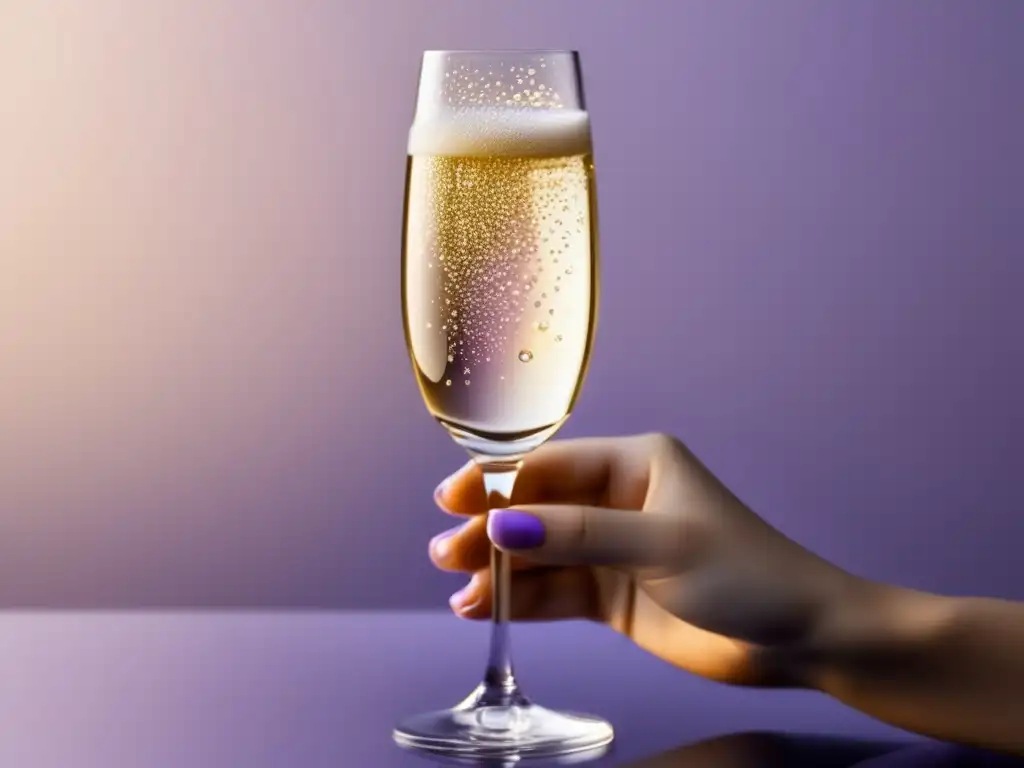 Copa de champagne con burbujas doradas: Champagne Anselme Selosse Visión Única