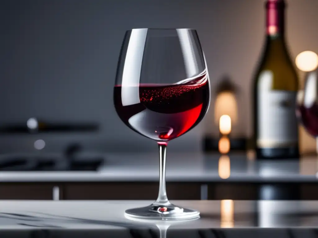 Claves para degustar vino experto: copa de vino tinto en mármol blanco