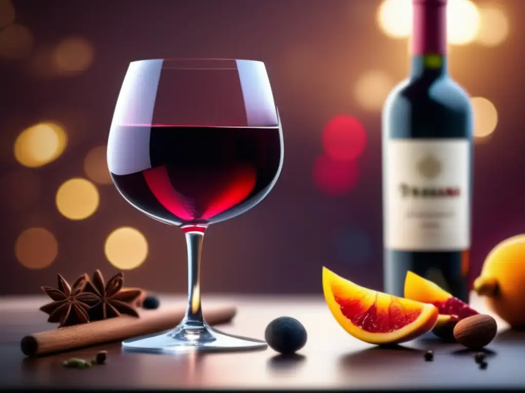 Copa de vino tinto con colores intensos y notas de frutas y especias