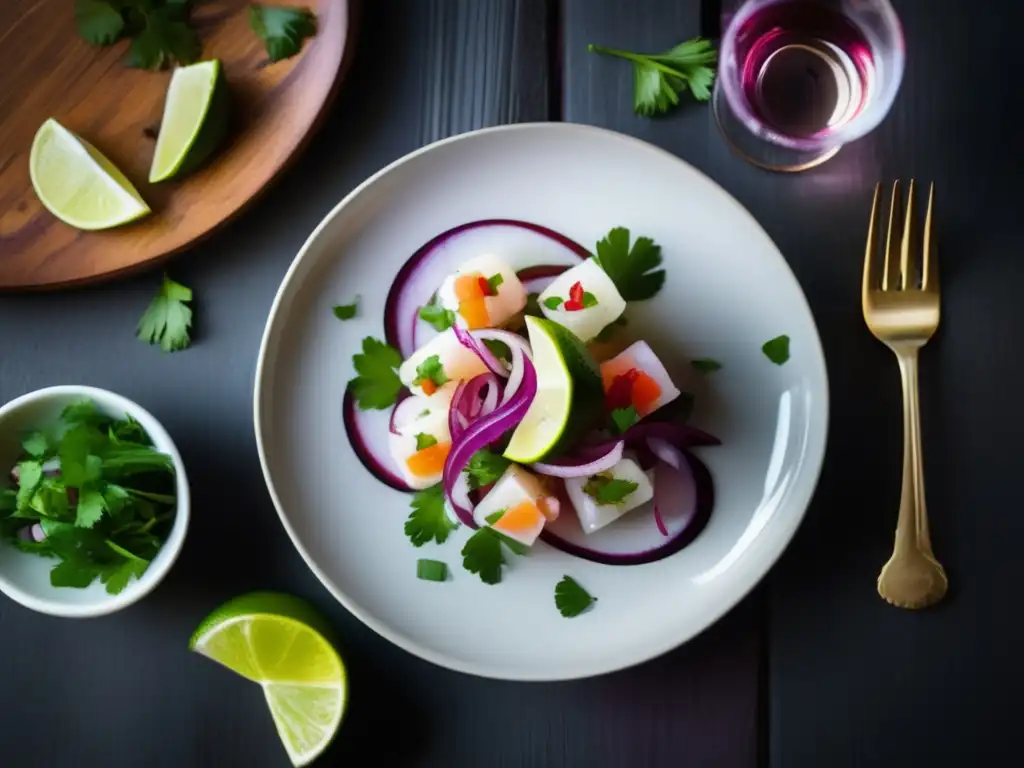 Combinación de vinos y comida peruana: ceviche y vino blanco