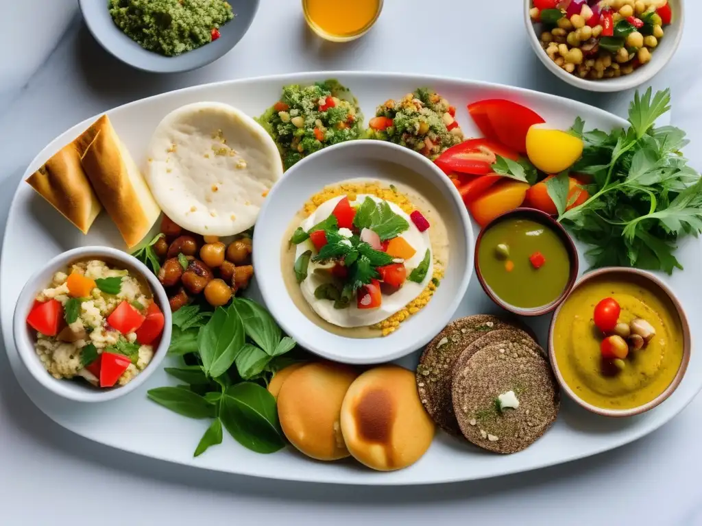 Combinaciones de vino para mezzes libaneses: plato exquisito y vibrante con hummus, baba ganoush, tabbouleh, falafel y más