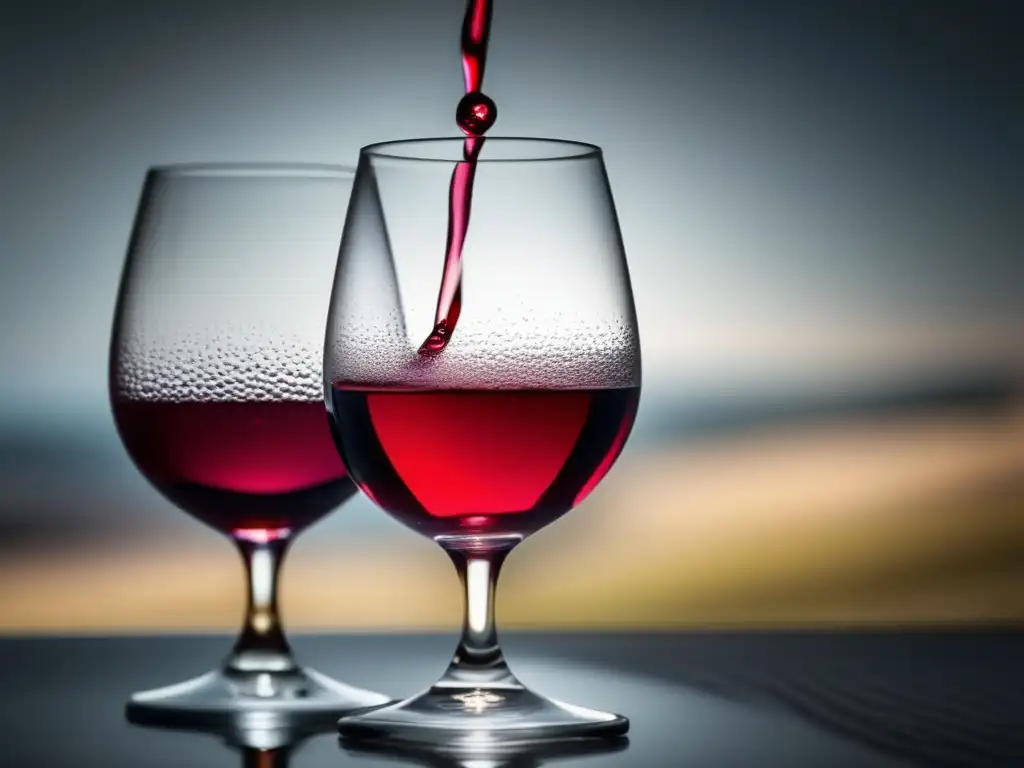 Comparativa vinos sin alcohol vs tradicionales - Dos copas de vino, una roja y otra clara, en fondo neutro