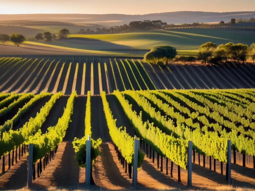 Guía completa del Barossa Valley Vintage Festival en una imagen minimalista de un viñedo al atardecer