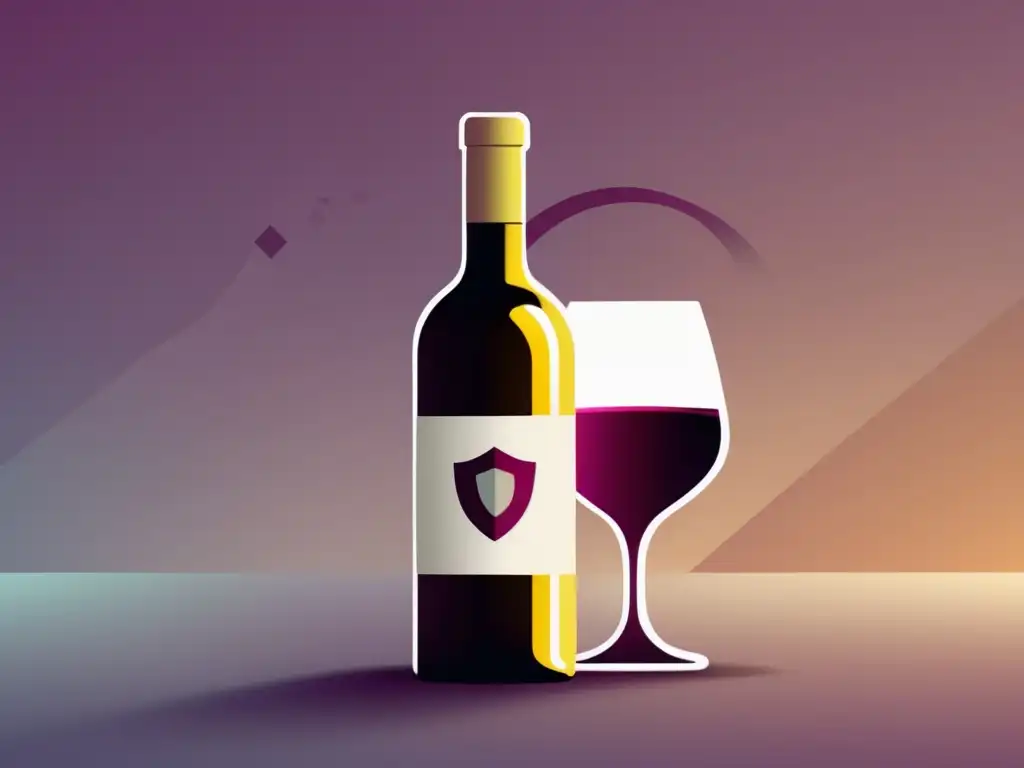 Compra de vinos online segura: Interfaz minimalista y segura con botella de vino y candado