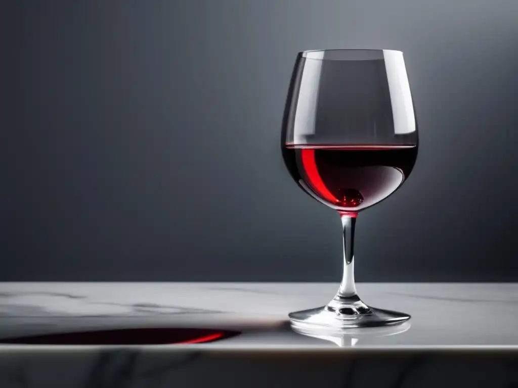 Consejos vino dieta Whole30: Elegancia y balance al disfrutar de una copa de vino tinto en una encimera de mármol blanco