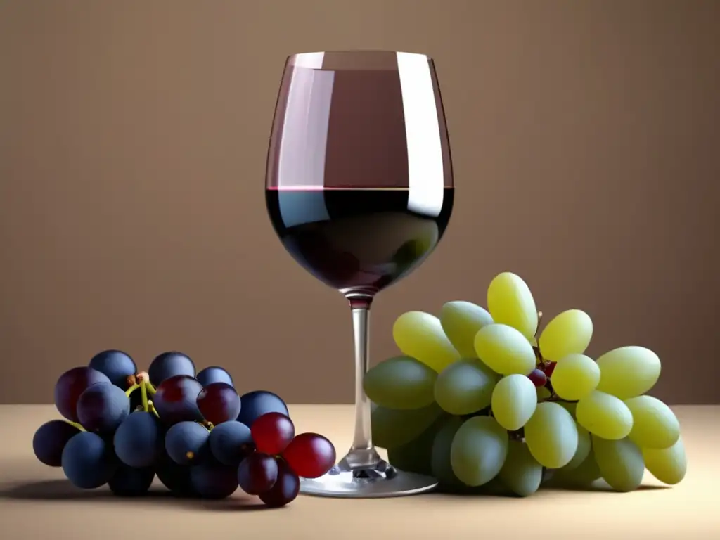 Consejos catas vino saludables: ilustración minimalista de copa de vino y uvas