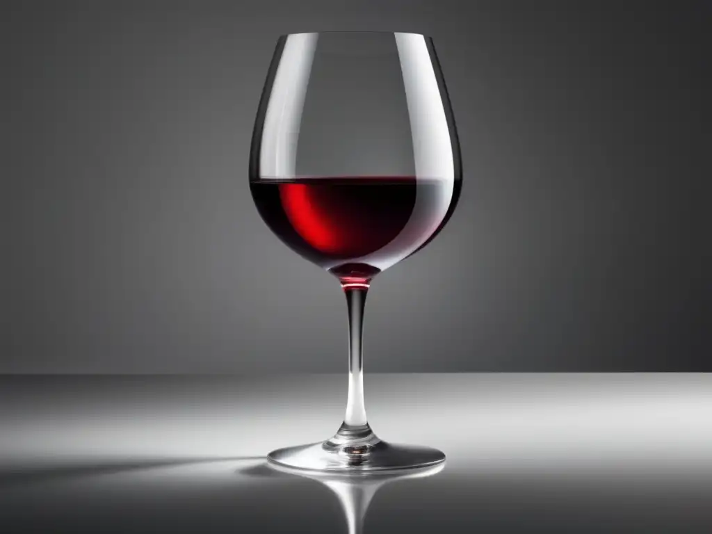 Consejos catas vino saludables: copa elegante, vino rojo brillante en vidrio transparente