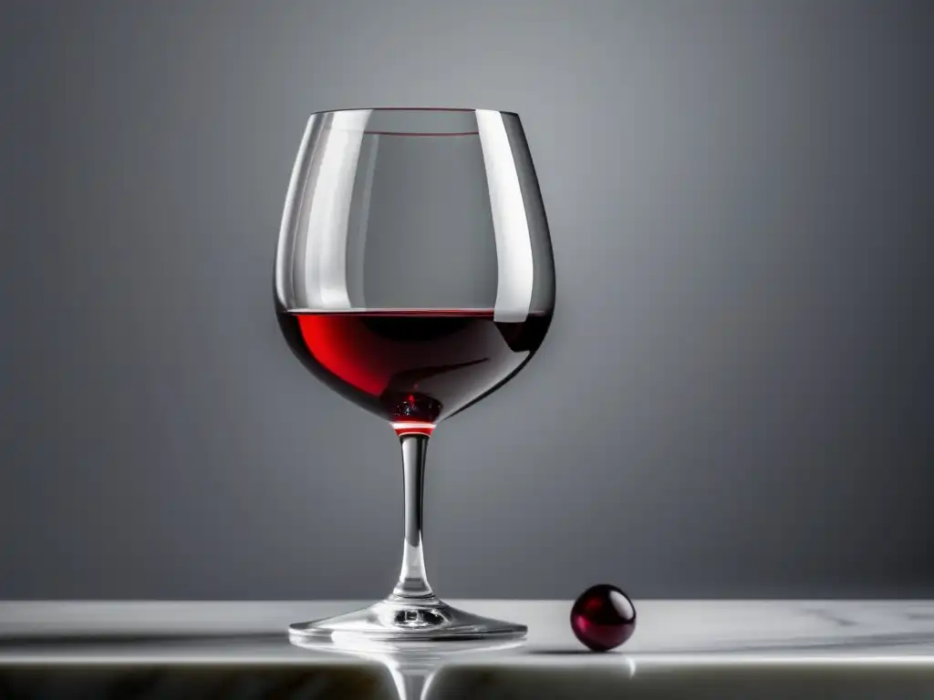 Una copa de vino tinto en un elegante entorno de mármol blanco