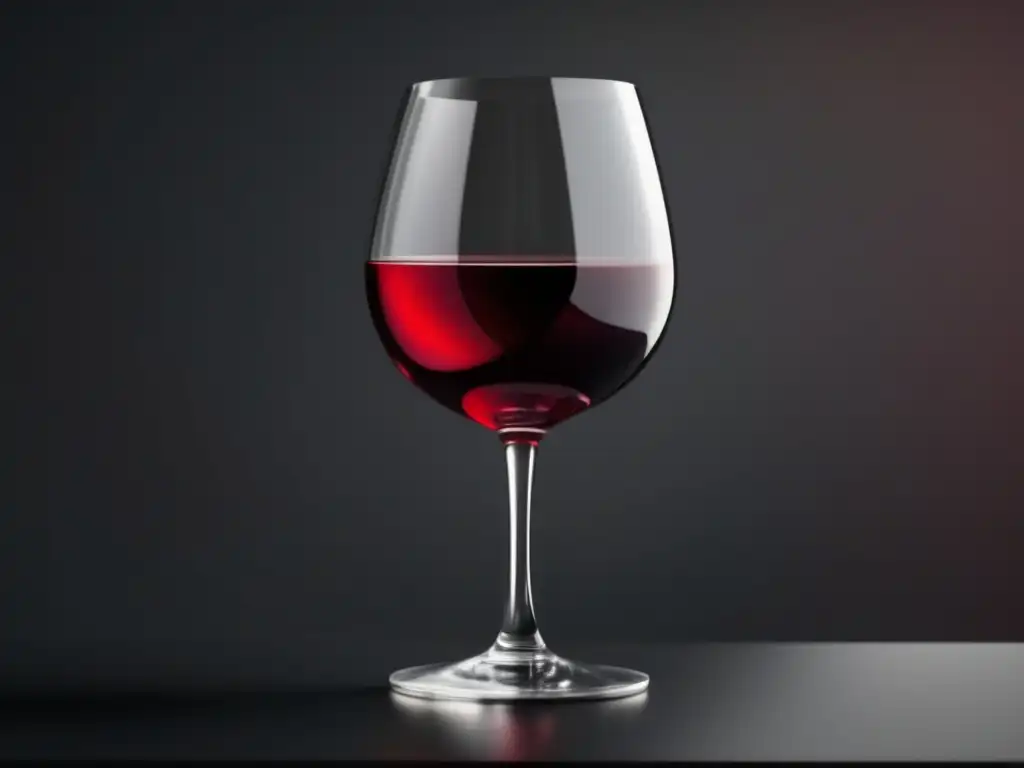 Vino tinto en copa minimalista en superficie negra - Apps sommelier para entender vinos