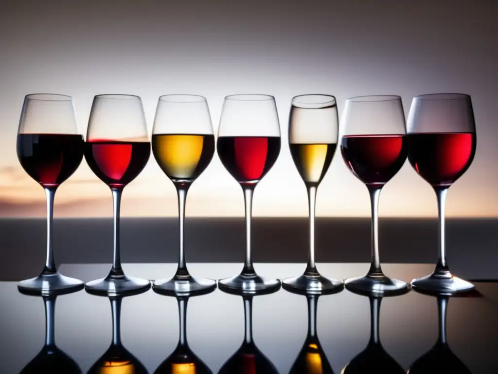 Copas de vino con diferentes tonos de rojo en superficie blanca - Festivales de vino emergentes en mercados vitivinícolas