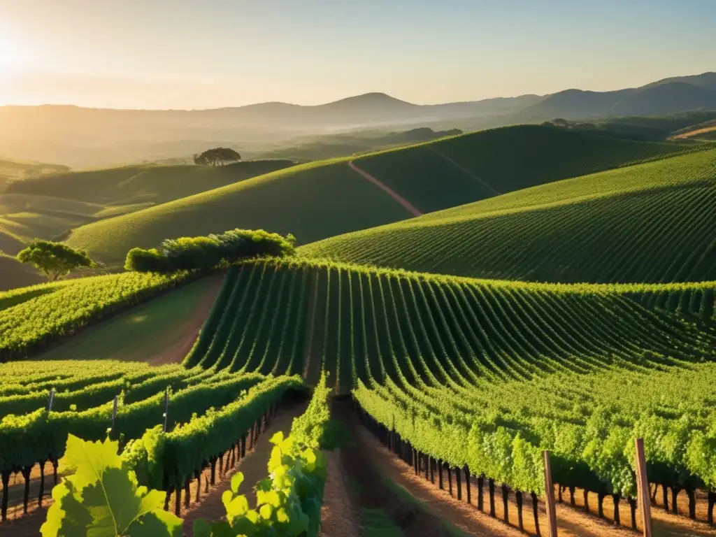 Creciente escena vinícola en Brasil: viñedo minimalista rodeado de exuberante vegetación y colinas ondulantes