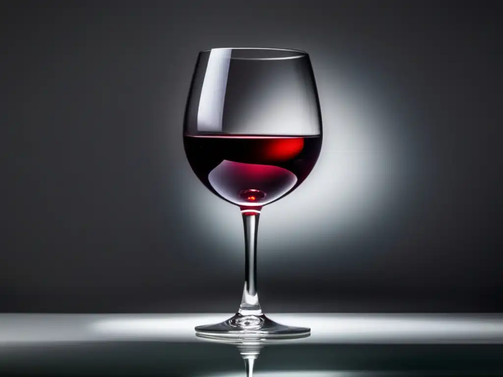 Vino en cubismo: copa de vino rojo reflejando luz