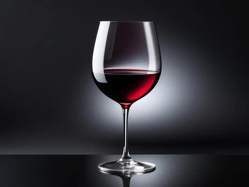Curso avanzado maridaje sommeliers: copa de vino tinto elegante, cálido y vibrante, sobre superficie negra sofisticada