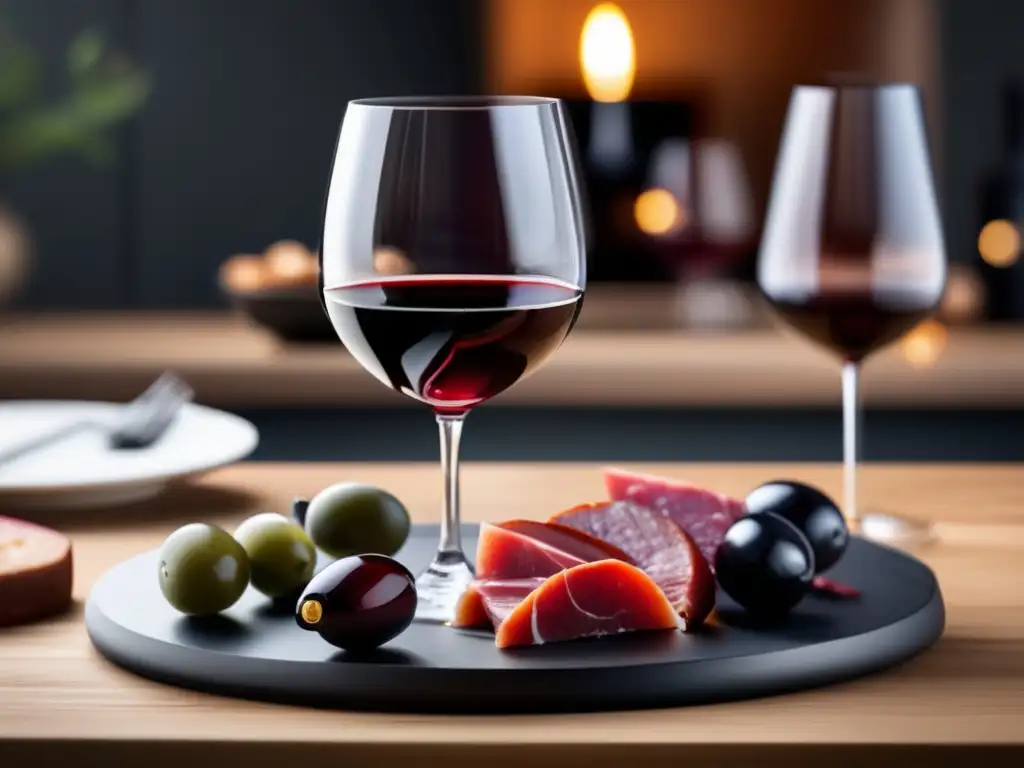 Curso de vinos y tapas tradicionales en una escena minimalista