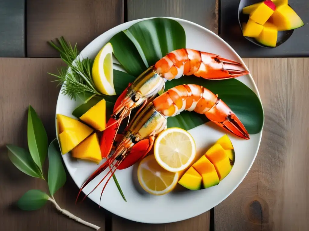 Deliciosa combinación de mariscos caribeños con sabores únicos y vinos caribeños