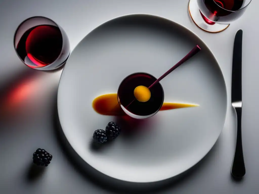 Plato estrella Michelin y maridaje de vinos Deliciosa composición de plato Michelin con maridaje de vinos