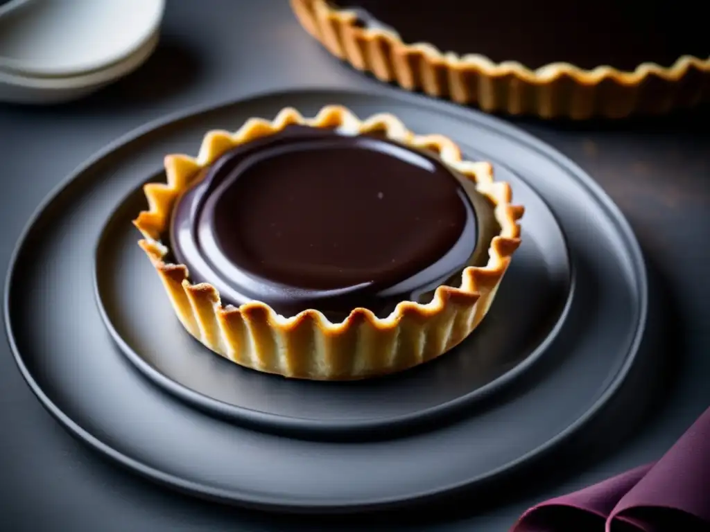 Tarta de chocolate decadente con ganache de vino tinto Deliciosa tarta de chocolate con ganache y maridaje de vinos en alta cocina