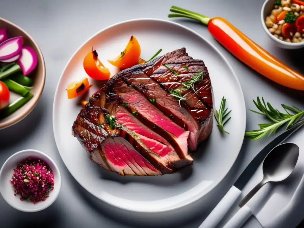 Delicioso asado de carne a la parrilla con maridajes de vino