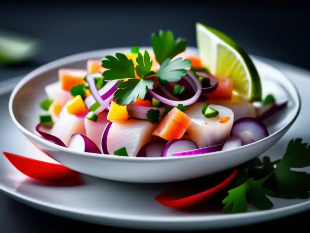 Delicioso ceviche peruano con maridaje de vinos