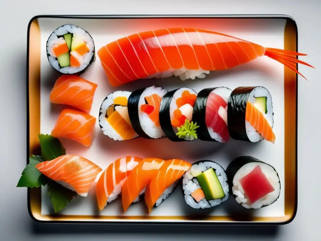 Delicioso plato de sushi con variedad de rolls, sashimi y nigiri - Vinos para maridar sushi