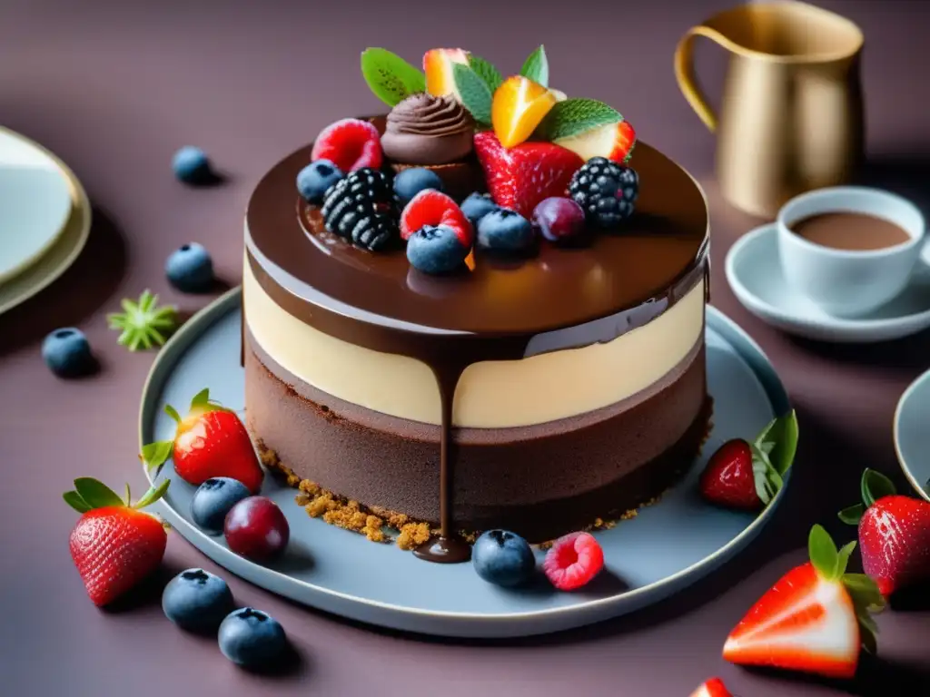 Delicioso plato de postres exquisitamente decorados Delicioso postre de alta cocina: postres maridaje vinos -