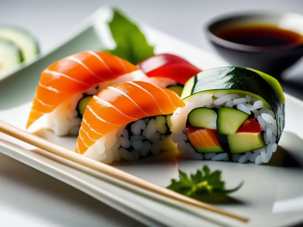 Delicioso sushi con ingredientes frescos y coloridos - Vinos para maridar sushi