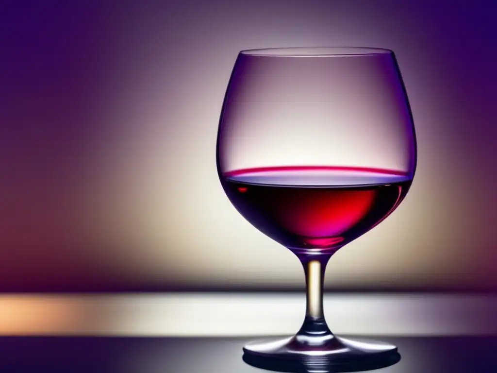 Desarrollo del paladar para vinos: Copa de vino cristalina, elegante y minimalista con un rico color rojo rubí